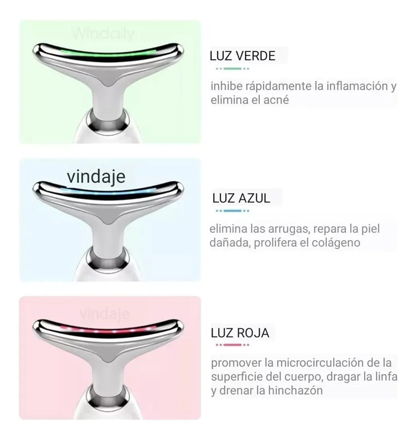 Masajeador facial cuello led recargable