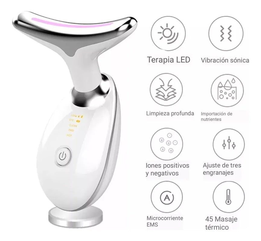 Masajeador facial cuello led recargable
