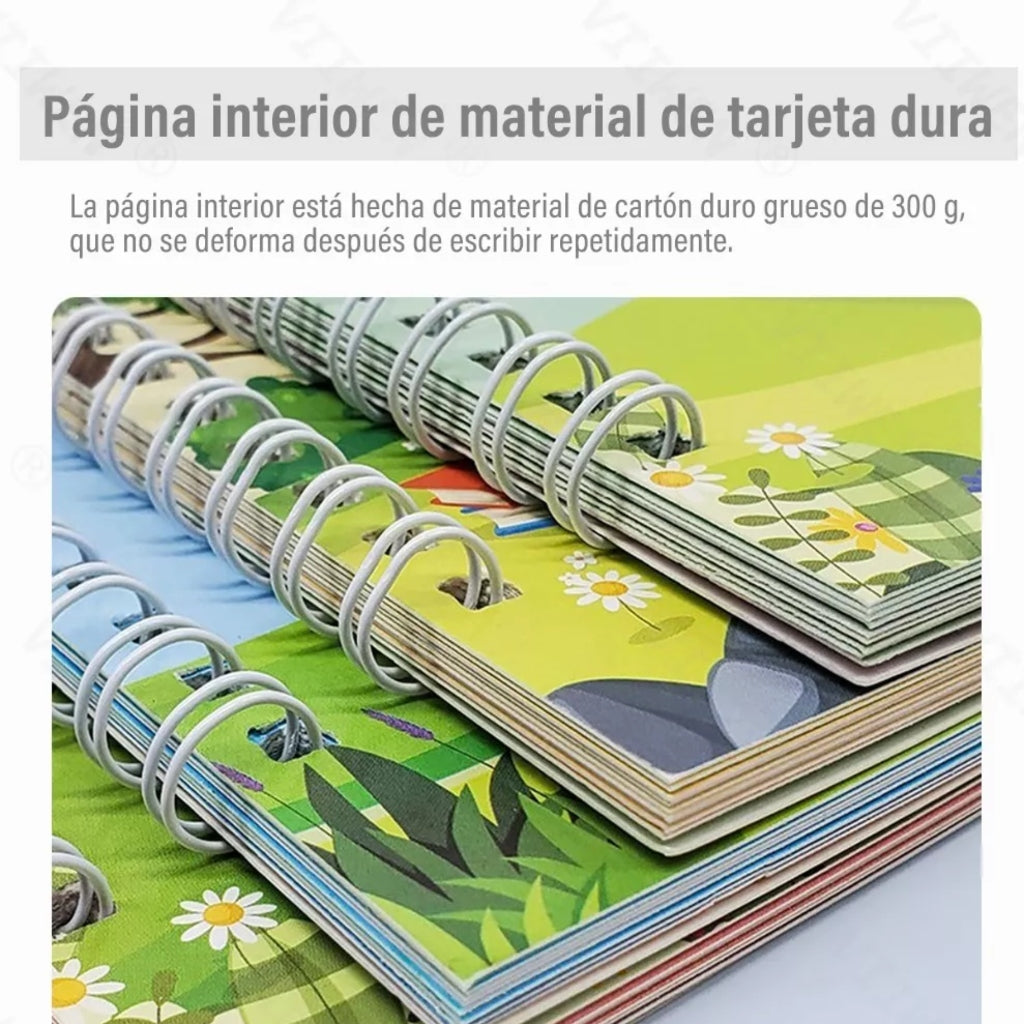 Páginas interiores de cartón grueso 300g con espiral argollado resistente