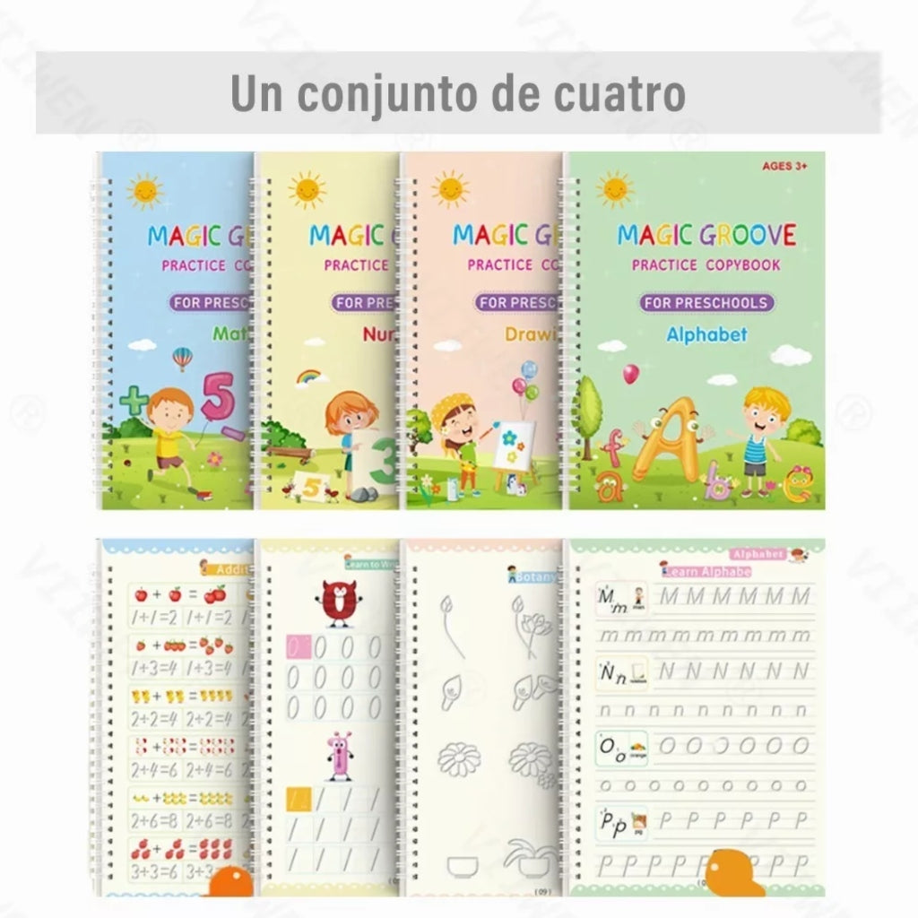 Set de 4 Cuadernos Mágicos con páginas interiores en ranuras 3D