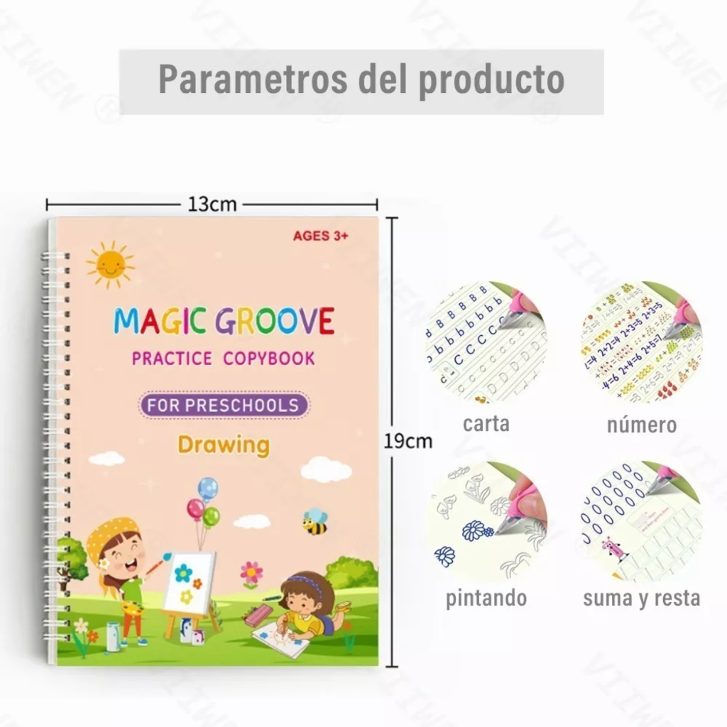 Dimensiones y parámetros del cuaderno mágico 13cm por 19cm