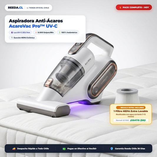 Aspiradora Inalámbrica Anti-Ácaros con Luz UV-C — AcaroVac Pro™ Reeda Chile