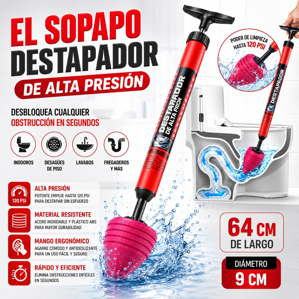 Sopapo Destapador Alta Presión 120 PSI 64cm